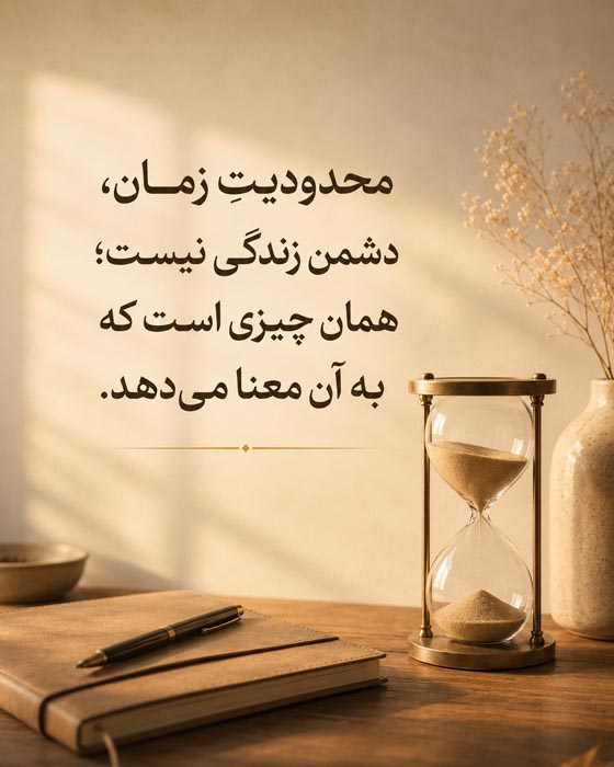 جمله تصویری درباره معنابخش بودن محدودیت زمان در زندگی