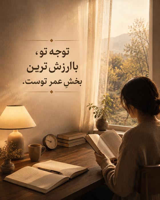 جمله تصویری درباره توجه به عنوان باارزش‌ترین بخش عمر
