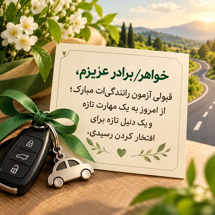 متن تبریک قبولی آزمون رانندگی و گرفتن گواهینامه؛ ۱۳۰ جمله بامزه و صمیمی 6 متن تبریک قبولی آزمون رانندگی و گرفتن گواهینامه؛ ۱۳۰ جمله بامزه و صمیمی