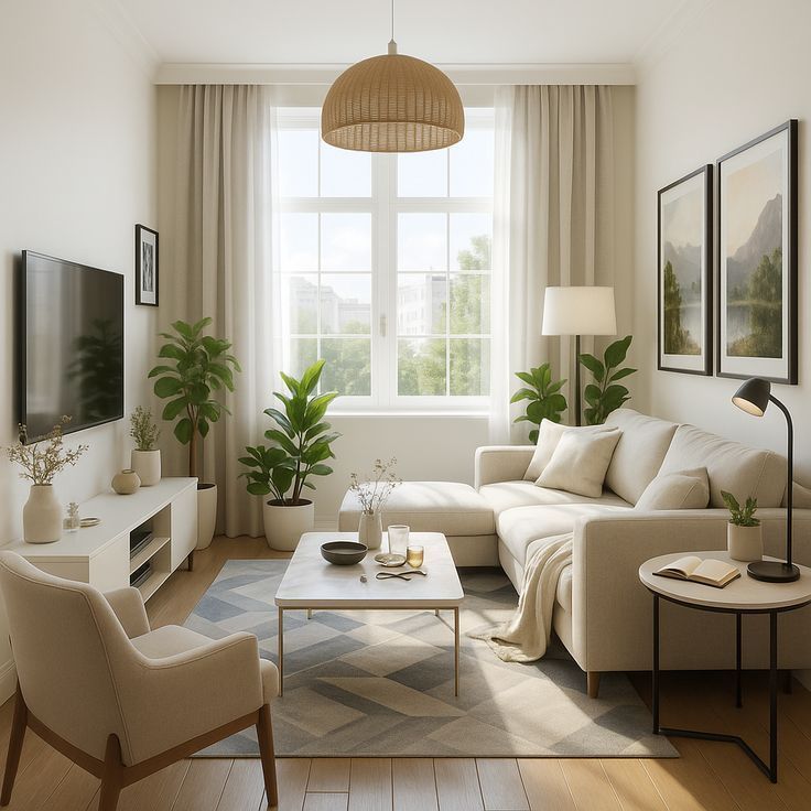دکوراسیون کرمی شیک؛ راهنمای ست کردن مبل، پرده، فرش و رنگهای مکمل 5 دکوراسیون کرمی شیک برای پذیرایی؛ ایده 4
