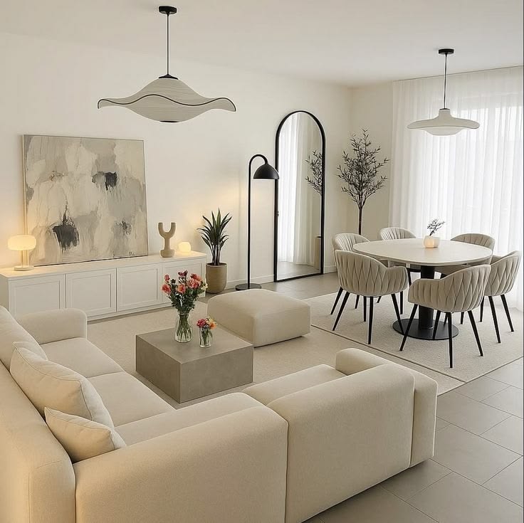 دکوراسیون کرمی شیک؛ راهنمای ست کردن مبل، پرده، فرش و رنگهای مکمل 34 دکوراسیون کرمی برای خانه کوچک و کمنور؛ ایده 2