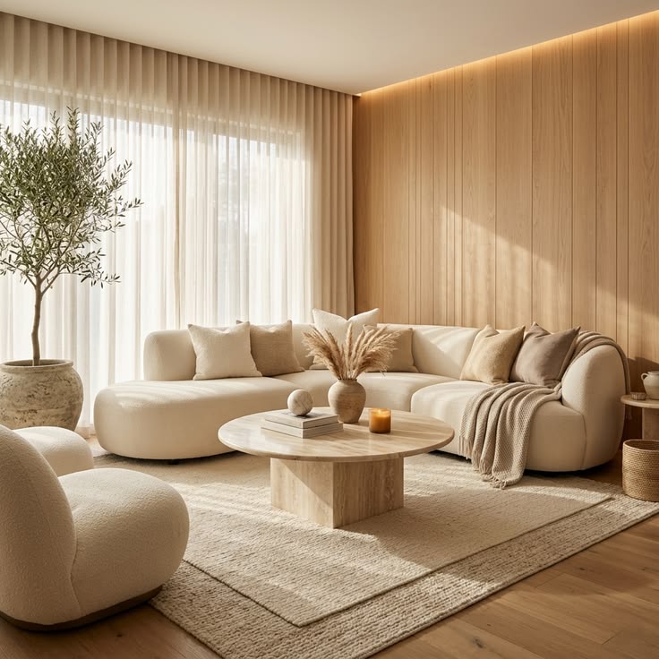 دکوراسیون کرمی شیک؛ راهنمای ست کردن مبل، پرده، فرش و رنگهای مکمل 2 دکوراسیون کرمی شیک برای پذیرایی؛ ایده 1