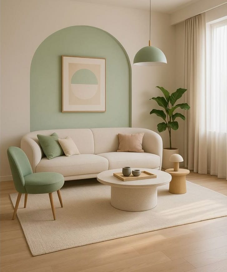 دکوراسیون کرمی شیک؛ راهنمای ست کردن مبل، پرده، فرش و رنگهای مکمل 12 ترکیب رنگ کرم با رنگهای مکمل در دکوراسیون؛ ایده 4