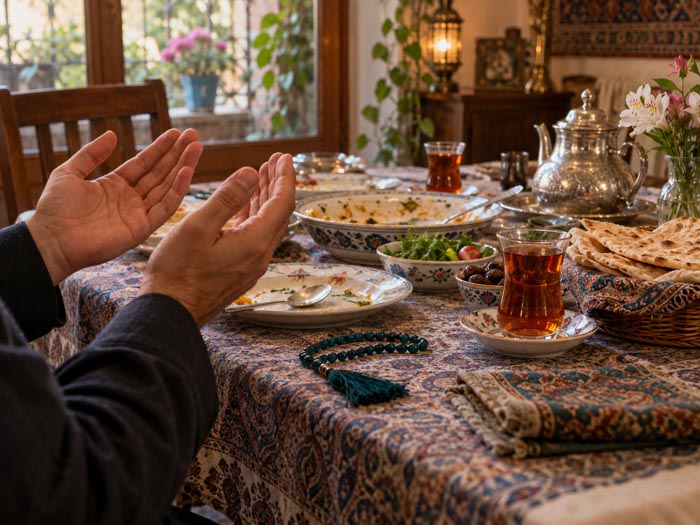 دعای سفره به فارسی و عربی؛ متن کامل اللهم اغفر للمؤمنین و المؤمنات + ترجمه و آداب