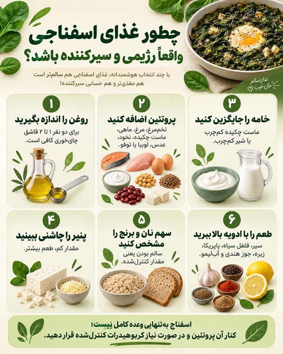 غذای اسفناج رژیمی