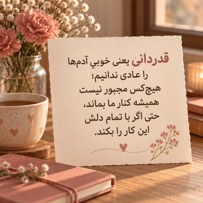 متن درباره قدرشناسی از آدمهای بیادعا؛ ۱۲۰ جمله برای همراهان بیسروصدا 2 متن درباره قدرشناسی از آدمهای بیادعا؛ ۱۲۰ جمله برای همراهان بیسروصدا