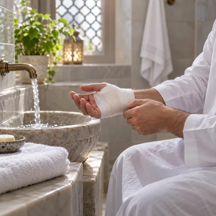 غسل جبیره برای زخم باز و پانسمان