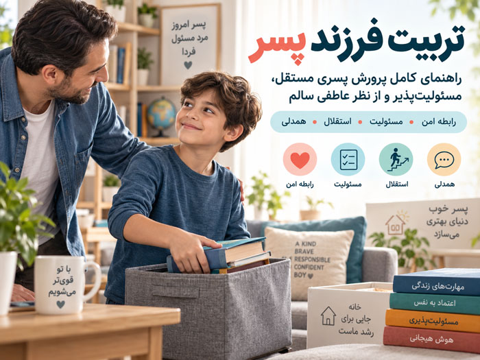 تربیت فرزند پسر؛ راهنمای کامل پرورش پسری مستقل، مسئولیتپذیر و از نظر عاطفی سالم 1 تربیت فرزند پسر؛ راهنمای کامل پرورش پسری مستقل، مسئولیتپذیر و از نظر عاطفی سالم