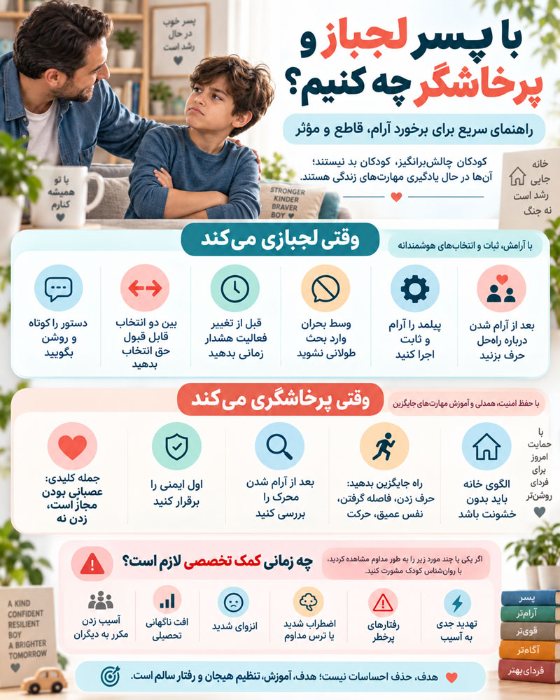 تربیت فرزند پسر؛ راهنمای کامل پرورش پسری مستقل، مسئولیتپذیر و از نظر عاطفی سالم 2 پسر لجباز و پرخاشگر