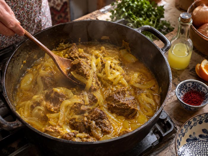 طرز تهیه لوه کباب مازندرانی؛ دستور کامل شلبره با گوشت، پیاز و آب نارنج
