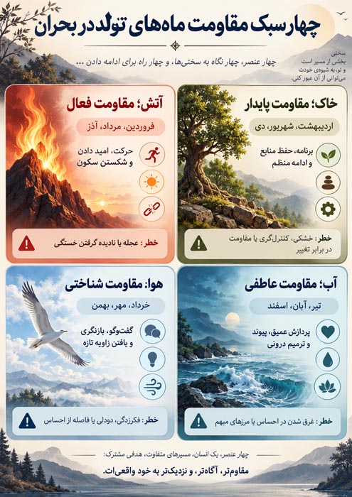 کدام متولدین در شرایط سخت مقاومترند؟ بررسی کامل ۱۲ ماه 7 چهار سبک مقاومت ماه های تولد در بحران
