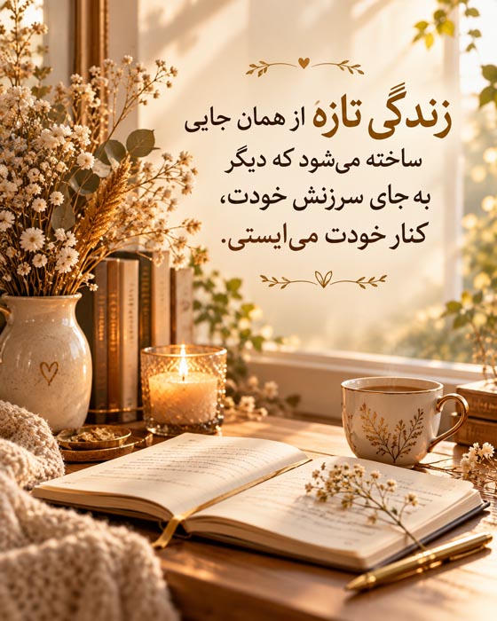 متن درباره فصلهای جدید زندگی؛ ۱۲۰ جمله انگیزشی برای شروع دوباره بعد از پایانها 7 متن درباره فصلهای جدید زندگی؛ ۱۲۰ جمله انگیزشی برای شروع دوباره بعد از پایانها