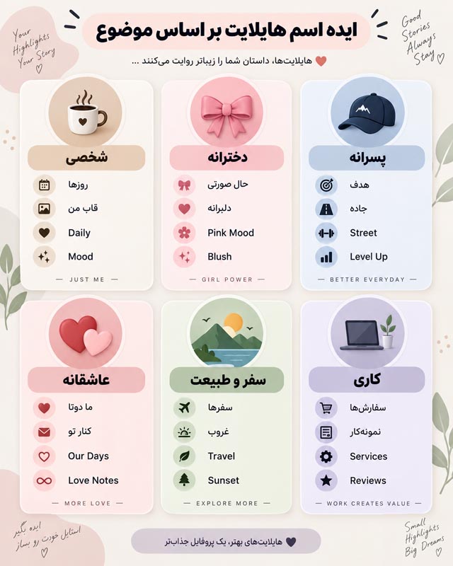 اسم برای هایلایت اینستاگرام؛ بیش از ۵۰۰ ایده خاص، شیک و دخترانه‌ـ‌پسرانه