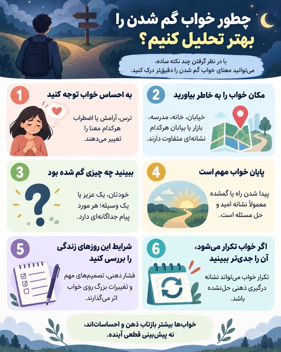 تعبیر خواب گم شدن؛ معنی گم کردن راه، کودک، همسر و وسایل 4 خواب گم شدن