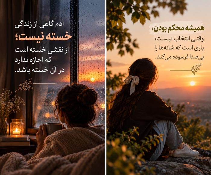 متن درباره خسته بودن از همیشه قوی نشان دادن خود؛ جملات احساسی برای خستگی پنهان 7 متن درباره خسته بودن از همیشه قوی نشان دادن خود؛ جملات احساسی برای خستگی پنهان
