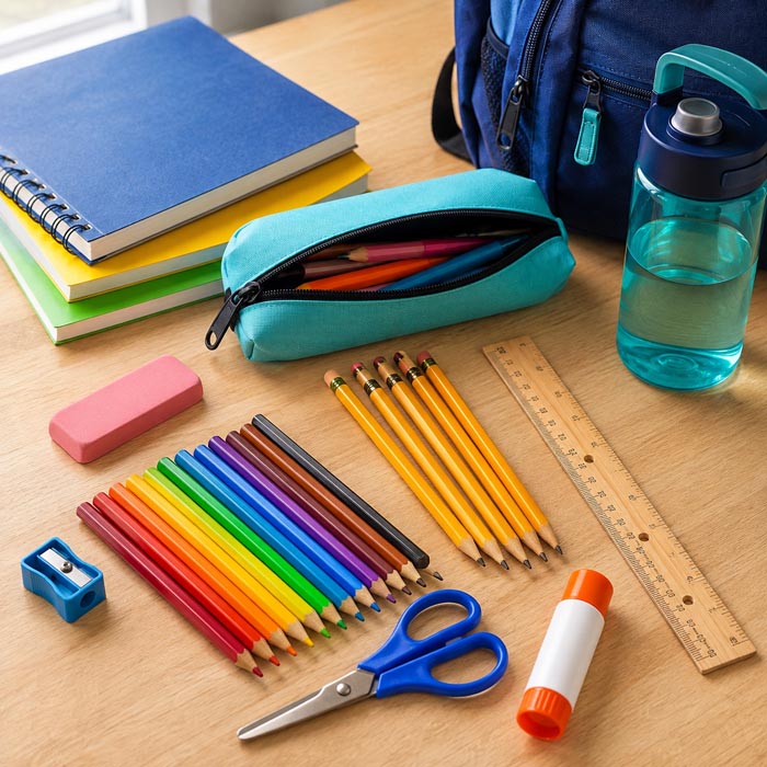 مداد، پاک‌کن، تراش و جامدادی کلاس اول