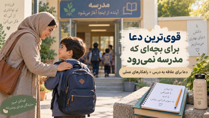 قویترین دعا برای بچهای که مدرسه نمیرود؛ دعا برای علاقه به درس + راهکارهای عملی 1 قویترین دعا برای بچهای که مدرسه نمیرود؛ دعا برای علاقه به درس + راهکارهای عملی