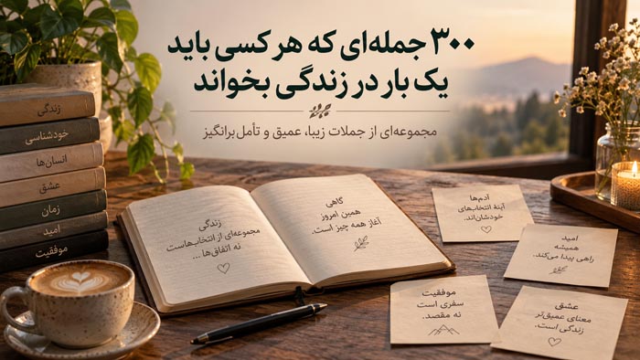 ۳۰۰ جمله ماندگار برای لحظههای مهم زندگی؛ از خودشناسی و امید تا عشق و آدمها 1 جملات زیبا و عمیق درباره زندگی و انتخابها