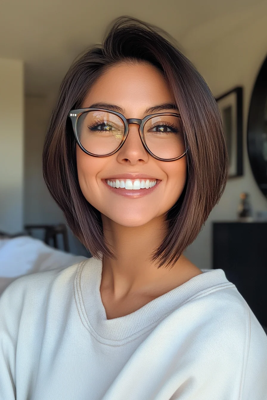 مدل پیکسی با چتری سبک برای استایل عینکی