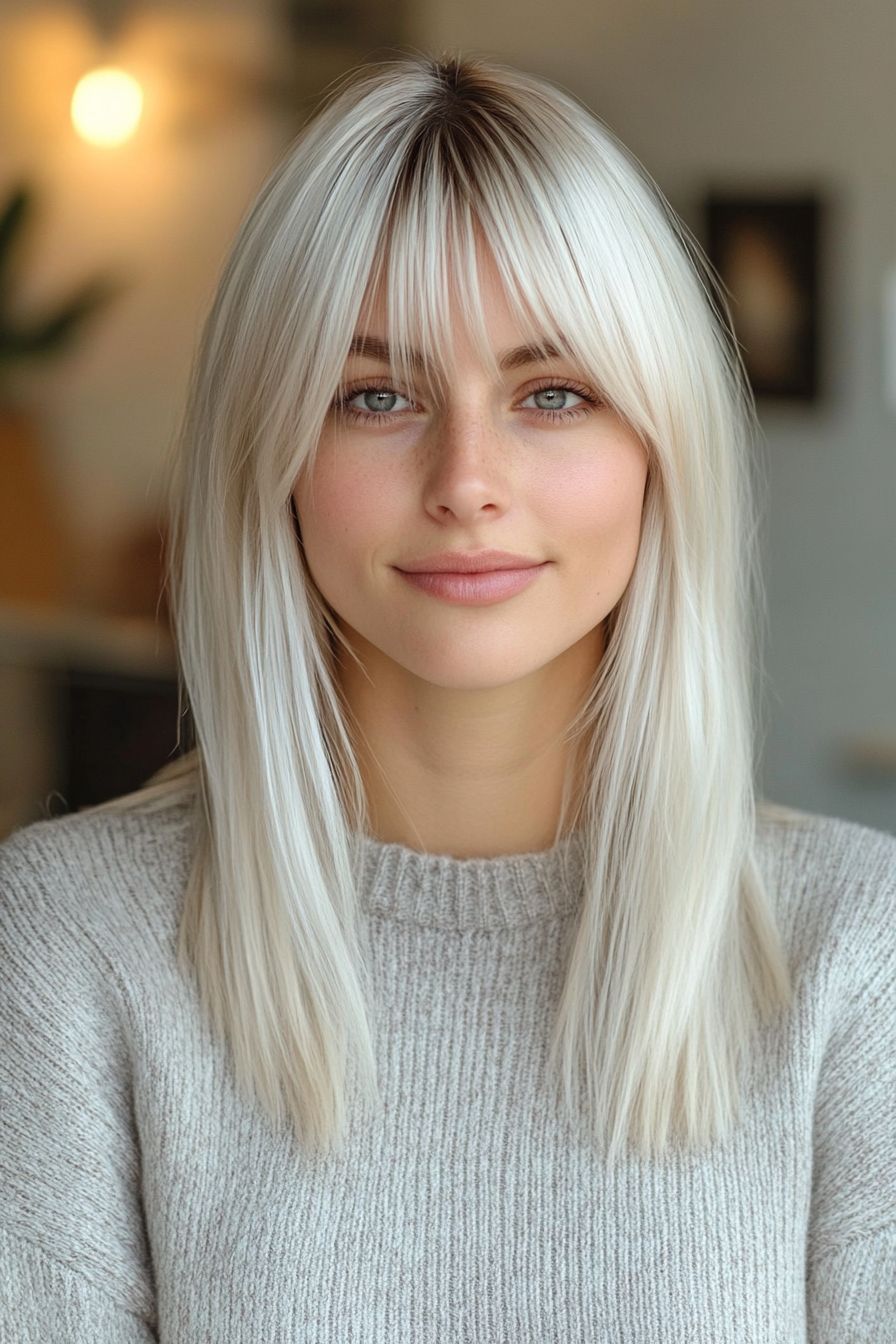 مدل لوب پلاتینه بلند با چتری پرده‌ای