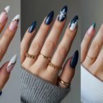 فرنچ شکلاتی تیره روی ناخن مربعی