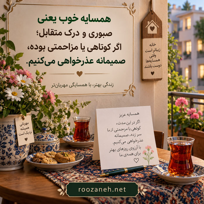 متن عذرخواهی از همسایگان | جملات مؤدبانه برای تعمیرات، جشن و سر و صدا 2 جملات عذرخواهی از همسایگان
