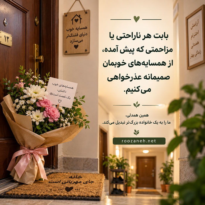 متن عذرخواهی از همسایگان | جملات مؤدبانه برای تعمیرات، جشن و سر و صدا 6 متن عذرخواهی از همسایگان بابت بنایی
