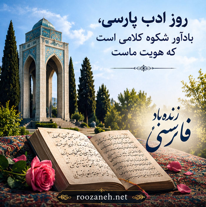 عکس نوشته تبریک روز ادب پارسی (۲۰ عکس ادبی مخصوص استوری و پروفایل) 3 عکس پروفایل تبریک ادبی فارسی