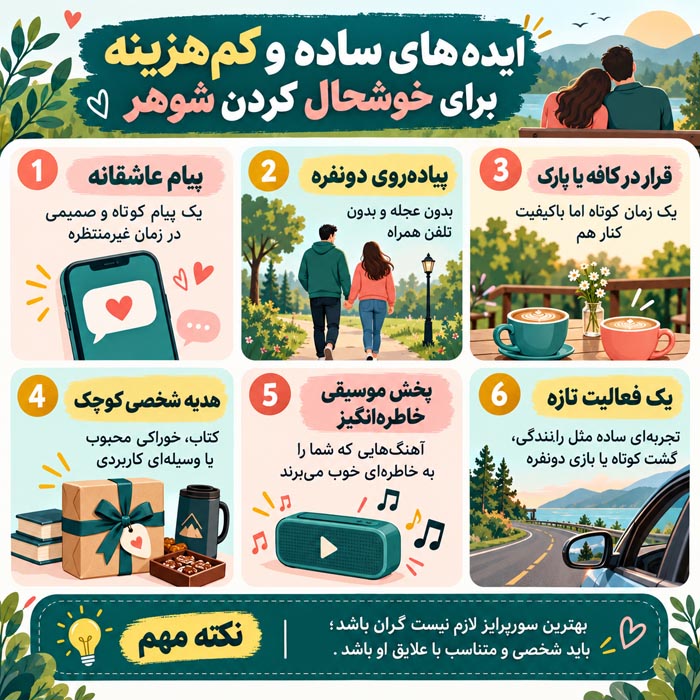 ۳۵ ایده رمانتیک برای سورپرایز کردن شوهر و ساختن یک شب خاص
