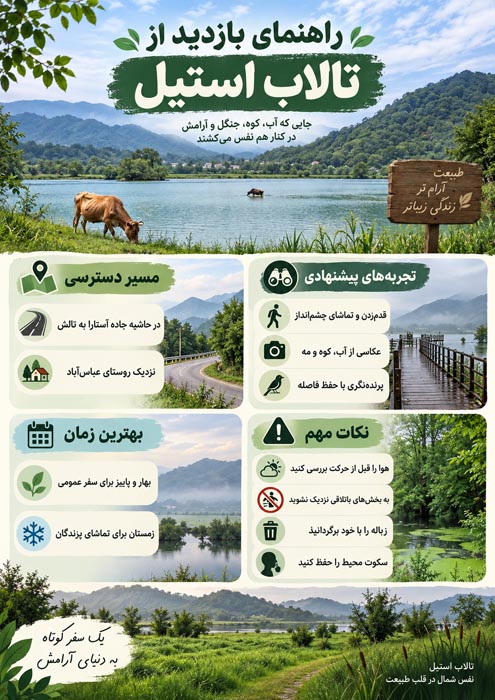تالاب استیل آستارا کجاست؟ راهنمای مسیر، بهترین فصل سفر و دیدنی‌های اطراف