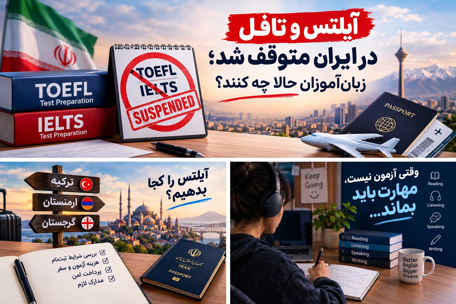 آیلتس و تافل در ایران متوقف شد