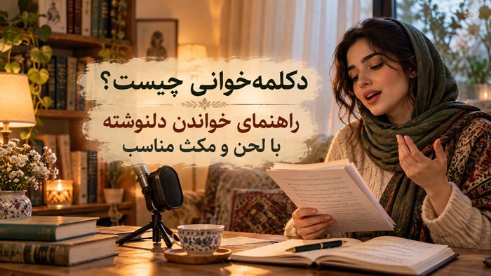 دکلمهخوانی چیست؟ راهنمای خواندن دلنوشته با لحن و مکث مناسب 1 تصویر معرفی مقاله آموزش دکلمهخوانی، انتخاب لحن و مکث هنگام خواندن دلنوشته