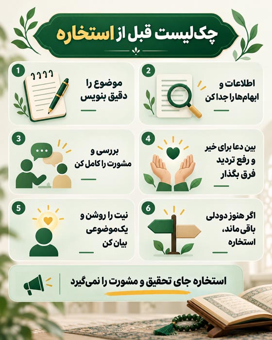 شرایط شرعی استخاره؛ نیت درست، آداب و حکم عمل و تکرار