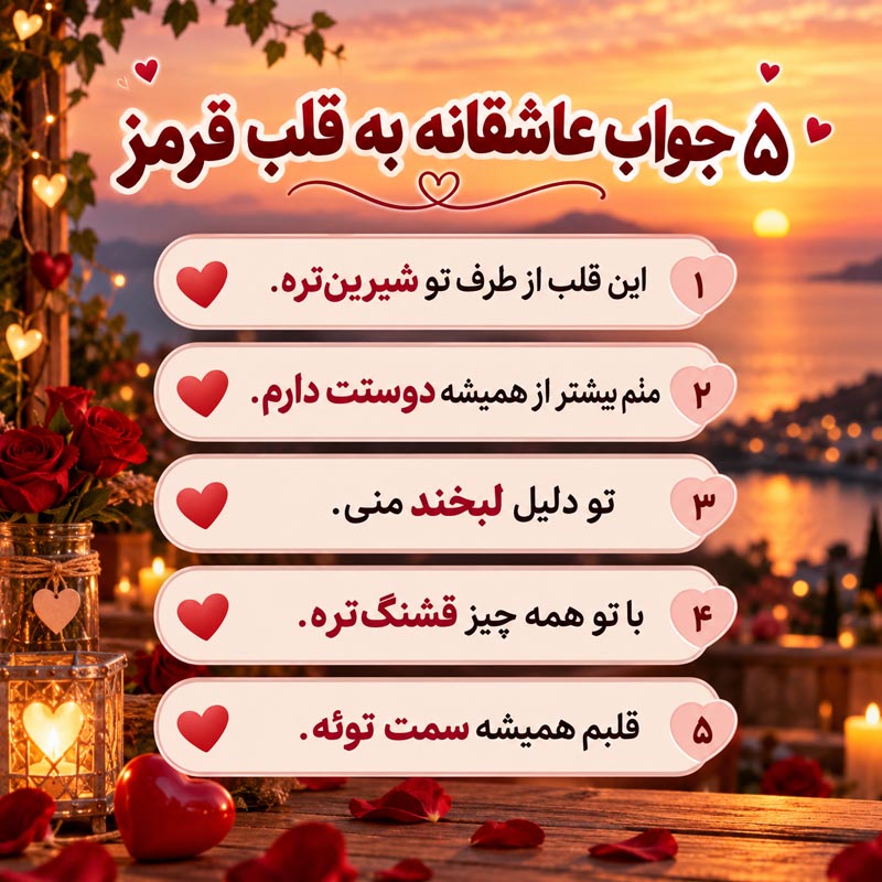 پاسخ عاشقانه به ایموجی قلب قرمز همسر یا شریک عاطفی