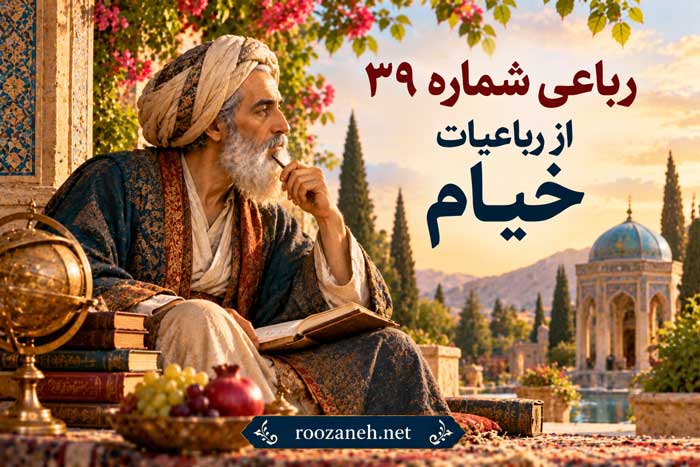 رباعی شماره ۳۹ از رباعیات خیام / فصل گل و طرف جویبار و لب کشت با تفسیر 1 رباعی شماره ۳۹ از رباعیات خیام / فصل گل و طرف جویبار و لب کشت با تفسیر