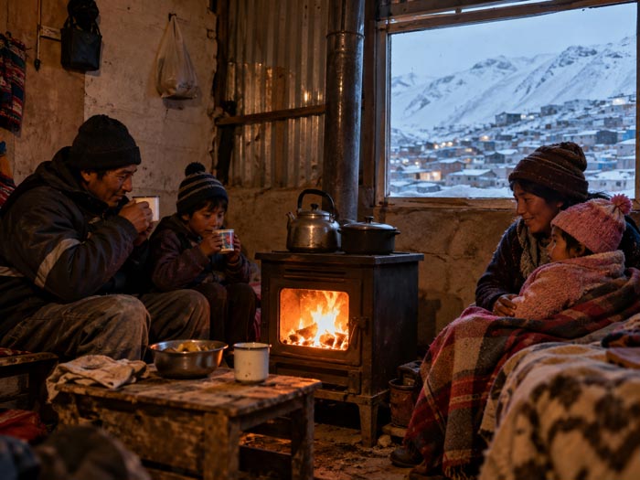 نمایی از لارینکونادا، سکونتگاهی در ارتفاع بیش از پنج هزار متر