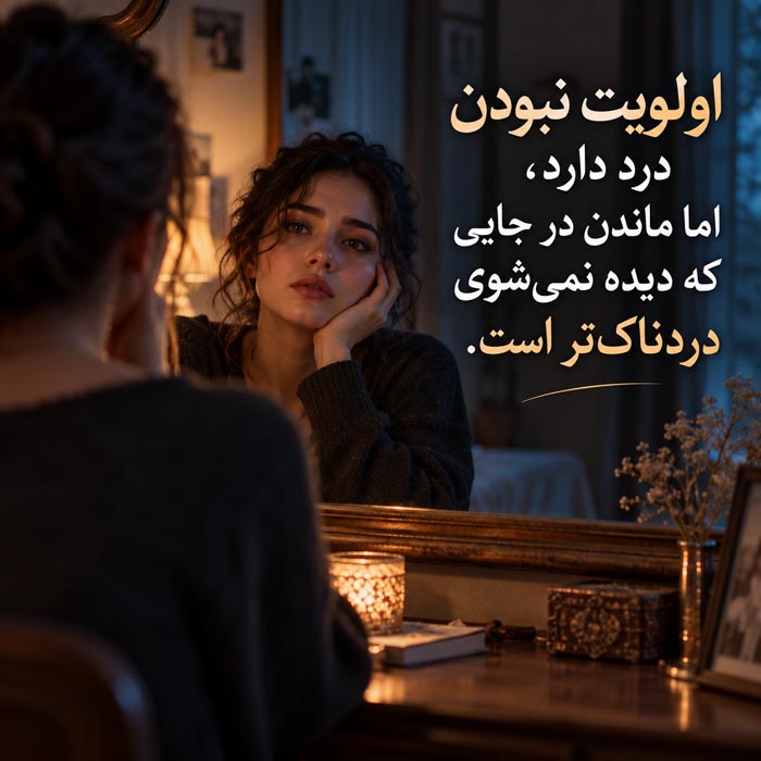 متن درباره وقتی دیگر برای کسی اولویت نیستی؛ ۱۲۰ جمله احساسی درباره تغییر جایگاه