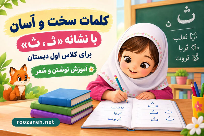 کلمات سخت و آسان با نشانه «ثـ، ث» برای کلاس اول دبستان + آموزش نوشتن و شعر 1 کلمات سخت و آسان با نشانه «ثـ، ث» برای کلاس اول دبستان + آموزش نوشتن و شعر