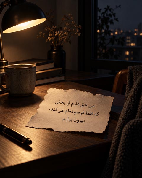 وقتی دیگر توضیح دادن فایده ندارد؛ ۱۲۰ جمله برای رها کردن بحثهای بینتیجه 8 تصویر نوشته درباره مرز گذاشتن در گفتوگو
