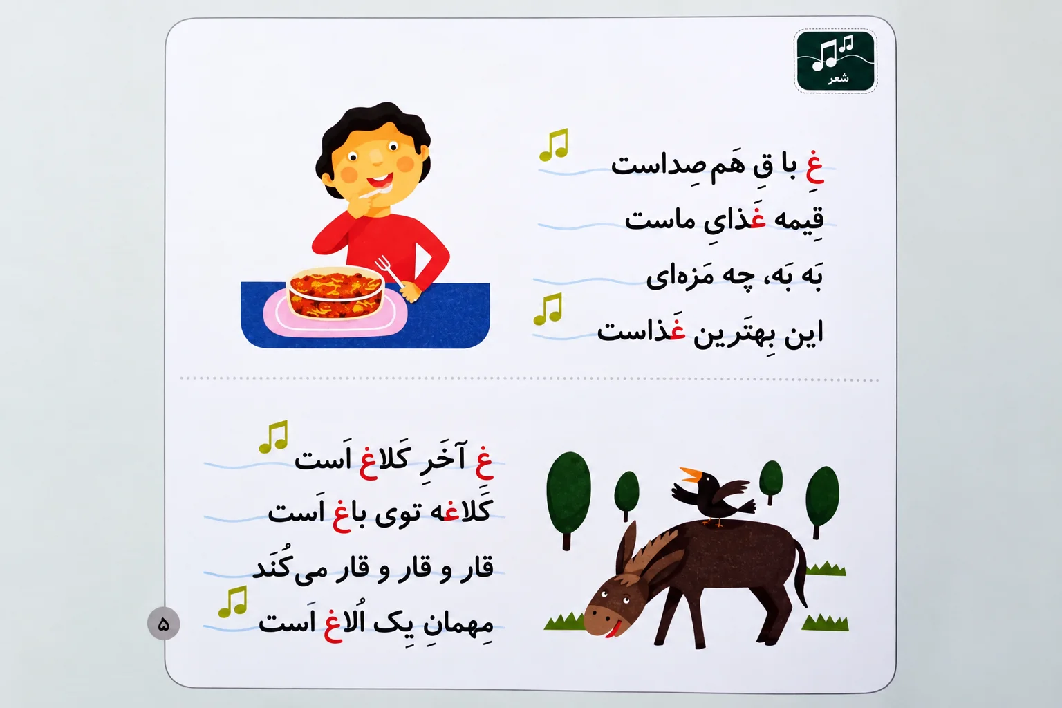 کلمات با حرف غ در وسط کلمه با اتصال متفاوت