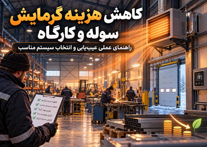 چگونه هزینه گرمایش سوله و کارگاه را کاهش دهیم؟ راهنمای عملی عیبیابی و انتخاب سیستم مناسب 1 چگونه هزینه گرمایش سوله و کارگاه را کاهش دهیم؟ راهنمای عملی عیبیابی و انتخاب سیستم مناسب