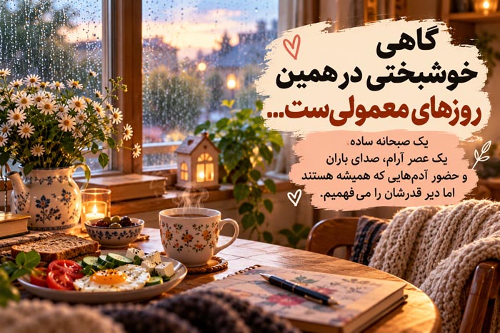 دلنوشته برای روزهای معمولی زندگی؛ ۱۰۵ متن درباره خوشبختیهای کوچک 6 دلنوشته برای روزهای معمولی زندگی؛ ۱۰۵ متن درباره خوشبختیهای کوچک