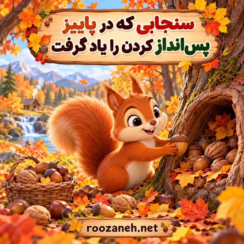 قصه بچگانه درباره تغییر فصلها | داستانهای آموزنده درباره چهار فصل سال 2 سنجابی که در پاییز پسانداز کردن را یاد گرفت