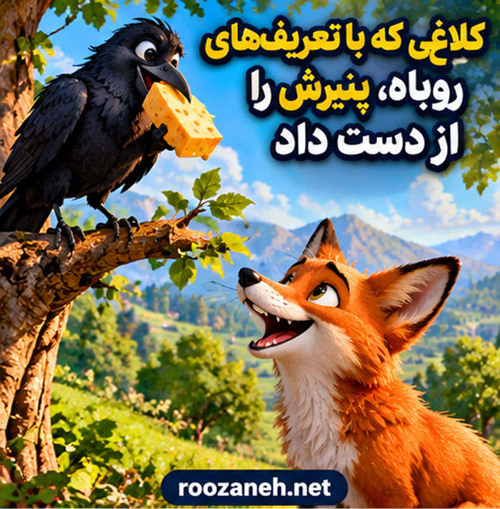 کلاغی که با تعریف‌های روباه، پنیرش را از دست داد