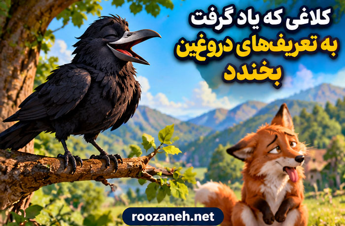 کلاغی که یاد گرفت به تعریف‌های دروغین بخندد