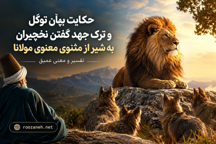 حکایت بیان توکّل و ترک جهد گفتن نخچیران به شیر از مثنوی معنوی مولانا + تفسیر و معنی عمیق 1 حکایت بیان توکّل و ترک جهد گفتن نخچیران به شیر از مثنوی معنوی مولانا + تفسیر و معنی عمیق