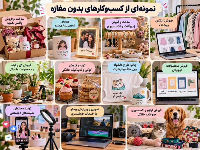 چگونه بدون مغازه کسب‌وکار راه‌اندازی کنیم؟ ۲۵ ایده واقعی برای شروع فروش بدون اجاره مکان