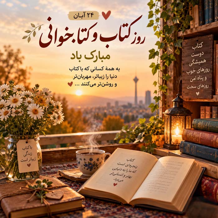 عکس نوشته تبریک روز کتاب و کتابخوانی ( ۲۰ عکس زیبا مخصوص افراد کتابباز ) 15 عکس نوشته تبریک روز کتاب