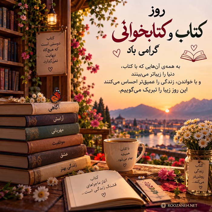 عکس نوشته تبریک روز کتاب و کتابخوانی ( ۲۰ عکس زیبا مخصوص افراد کتابباز ) 17 عکس نوشته تبریک روز کتاب
