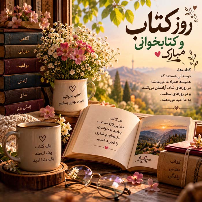 عکس نوشته تبریک روز کتاب و کتابخوانی ( ۲۰ عکس زیبا مخصوص افراد کتابباز ) 20 عکس نوشته تبریک روز کتاب